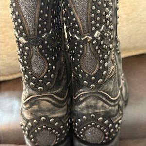 Studded Black and Gray Western Boots